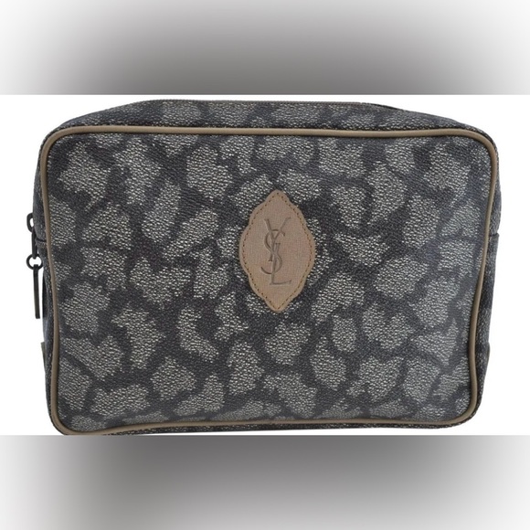 YVES Saint Laurent Coated Canvas Clutch/Handbag/Toiletry/ Cosmetic Bag - Picture 1 of 11